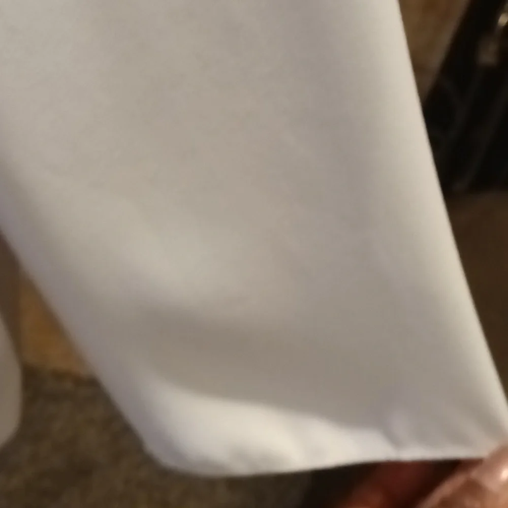 FINAL PRICE TALBOTS ivory 3/4 sleeve blouse w scalloped hem & flap in rear 1X - Picture 5 of 13